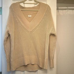 Aerie tan knit v neck sweater